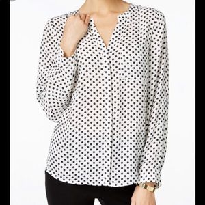 INC International Concepts Polka Dot Blouse Size 6